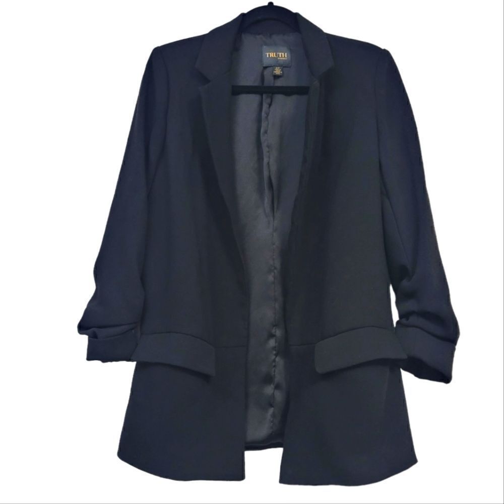 THRUTH by republic 3/4 ruched blazer, small